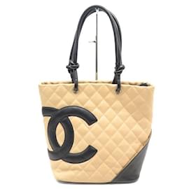 Chanel-CHANEL CAMBON SHOPPING PM BAG IN BEIGE QUILTED LEATHER HAND BAG-Beige