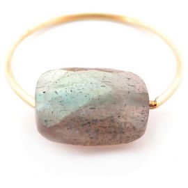 NUOVO ANELLO A T MORGANNE BELLO CANDY 55 CUSCINO ORO GIALLO 18K & LABRADORITE D'oro