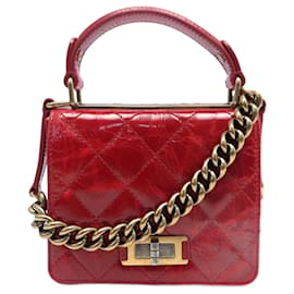 Chanel-NEW CHANEL MINI CLASP HANDBAG 2.55 QUILTED LEATHER SHOULDER BAG-Red
