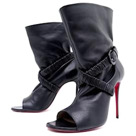 Christian Louboutin-CHRISTIAN LOUBOUTIN SURVISSIMA SHOES 100 38 BLACK LEATHER ANKLE BOOTS-Black