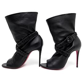 Christian Louboutin-CHRISTIAN LOUBOUTIN SURVISSIMA SHOES 100 38 BLACK LEATHER ANKLE BOOTS-Black