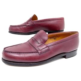 JM Weston-JM WESTON SHOES 180 7.5E 41.5 42 BURGUNDY GRAINED LEATHER MOCCASIN SHOES-Dark red