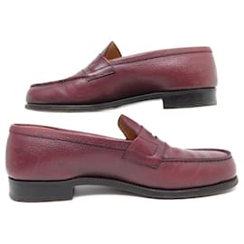 JM Weston-JM WESTON SHOES 180 7.5E 41.5 42 BURGUNDY GRAINED LEATHER MOCCASIN SHOES-Dark red