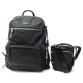NEW TUMI CARSON BACKPACK 109963 RUMA POUCH 109993 SILVER BACKPACK BAG Black