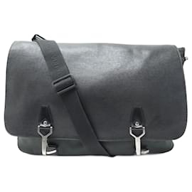 Louis Vuitton-SAC SACOCHE LOUIS VUITTON DERSOU EN CUIR TAIGA BANDOULIERE MESSENGER BAG-Noir