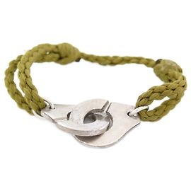 DINH VAN MENOTTES R BRACELET20 Solid silver 925 T20-30 GREEN CORD SILVER STRAP Silvery