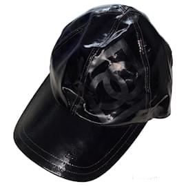 Chanel-SUPERB AND AUTHENTIC CHANEL SPORT CAP IN BLACK VINYL T.l-Black