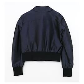 Prada-Prada Archival Navy Wool/Silk Bomber Jacket-Navy blue