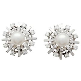 inconnue Orecchini vintage in oro bianco, Diamants, Perline. Altro