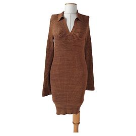 Robe marron en viscose Helmut Lang Marron