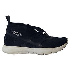 Valentino Garavani Sound High Sneakers in Black Leather Black