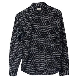 Camisa de algodón negro con estampado geométrico de Dries Van Noten Negro