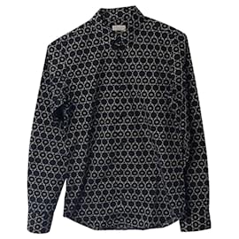 Dries Van Noten-Camisa de algodón negro con estampado geométrico de Dries Van Noten-Negro
