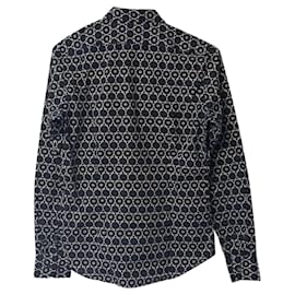 Dries Van Noten-Dries Van Noten Hemd mit geometrischem Muster aus schwarzer Baumwolle-Schwarz