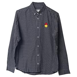 Ami-Ami Paris Smiley Patch Buttondown Shirt in Black Cotton-Other,Python print