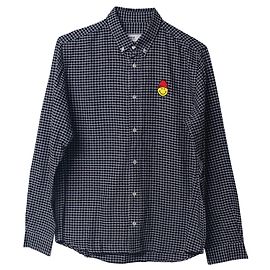 Camicia Buttondown Ami Paris con patch smiley in cotone nero Altro Stampa python