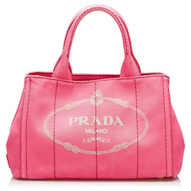 Prada-Prada Pink Canapa Logo Satchel -Pink