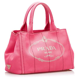 Prada-Prada Pink Canapa Logo Satchel -Pink