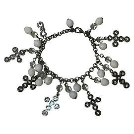 Dolce & Gabbana D&G pulseira de pérolas cruzadas Prata