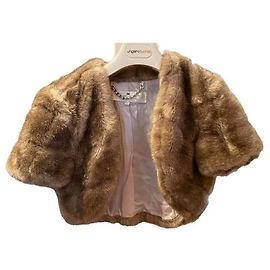 Elisabetta Franchi mink-colored ecological fur jacket Beige