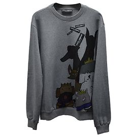 Dolce & Gabbana Sudadera con Estampado de Perros de Dibujos Animados en Algodón Gris Gris