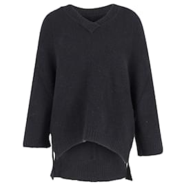Adam Lippes-Adam Lippes Chunky Knit Deep V-Neck Sweater Jumper in Black Cashmere-Black