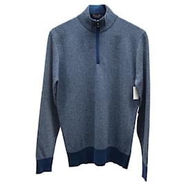 Loro Piana-Loro Piana Roadster Pullover Sweater in Blue Cashmere-Blue