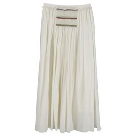 Gonna lunga Chloé con intreccio gitano in seta color crema Bianco Crudo