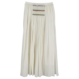 Chloé-Chloé Maxi Skirt with Gypsy Braiding in Cream Silk   -White,Cream
