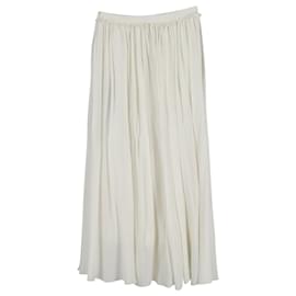 Chloé-Falda larga Chloé con trenzado gitano en seda color crema-Blanco,Crudo