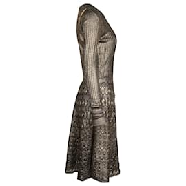 Temperley London-Temperley London Robe à manches longues tricotée en laine dorée métallisée-Doré,Métallisé