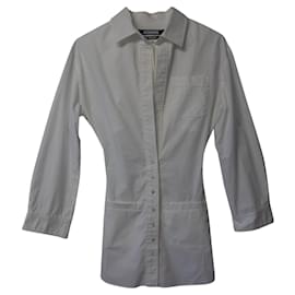 Jacquemus-Jacquemus La robe Baunhilha Layered Shirt Dress in White Cotton-White