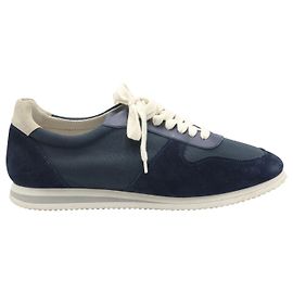 Brunello Cucinelli Sneaker Allacciate con Pannelli in Pelle Scamosciata Blu Navy Blu Blu navy