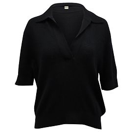 Khaite Shrunken Jo Sweater Top aus schwarzem Kaschmir Schwarz