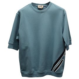 Camiseta Hermès "Run H" en algodón verde azulado Otro Verde
