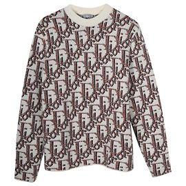 Dior Oblique Pullover aus weißer bedruckter Wolle Andere