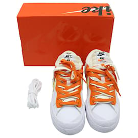 Autre Marque-Nike x Sacai Blazer Low en cuir orange magma-Blanc