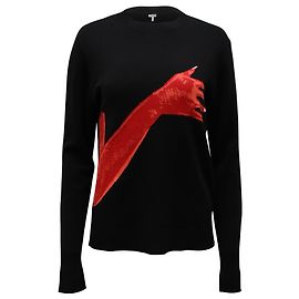 Loewe Glove Intarsienpullover aus schwarzer Wolle Schwarz