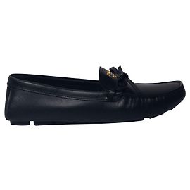 Mocassins Prada Bow Logo en Cuir Noir Noir