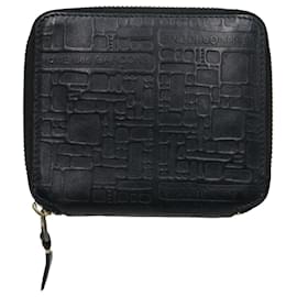 Comme Des Garcons-Comme Des Garçons Logo Embossed Wallet in Black Leather-Black