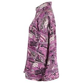 Balenciaga-Camisa abotonada con logo y estampado gráfico en toda la prenda de Balenciaga en seda violeta-Púrpura