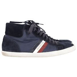 Baskets Moncler Montecarlo en daim bleu marine Bleu Bleu Marine