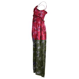 Balenciaga-Balenciaga Floral Sleeveless Maxi Dress in Red Silk-Red