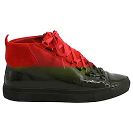 Balenciaga-Balenciaga Ombre Arena High-Top in Red Leather-Red