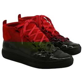 Balenciaga-Balenciaga Ombre Arena High-Top in Red Leather-Red