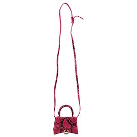 Bolsa ampulheta com estampa de cobra Balenciaga em couro rosa Rosa