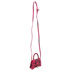 Balenciaga-Balenciaga Snake Embossed Mini Hourglass Bag in Pink Leather-Pink