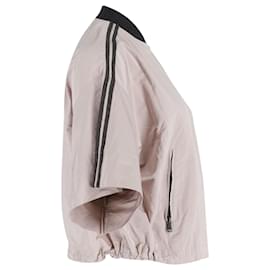 Brunello Cucinelli-Brunelo Cucinelli Drop Shoulder Sleeve Cropped Jacket in Pink Polyester-Pink