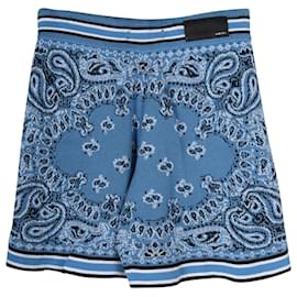 Amiri-Amiri Pantaloncini Bandana da Uomo in Cotone Stampato Azzurro-Blu,Blu chiaro