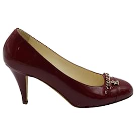Chanel-Chanel Pumps with Chain and CC Hardware in Red Leather-Red